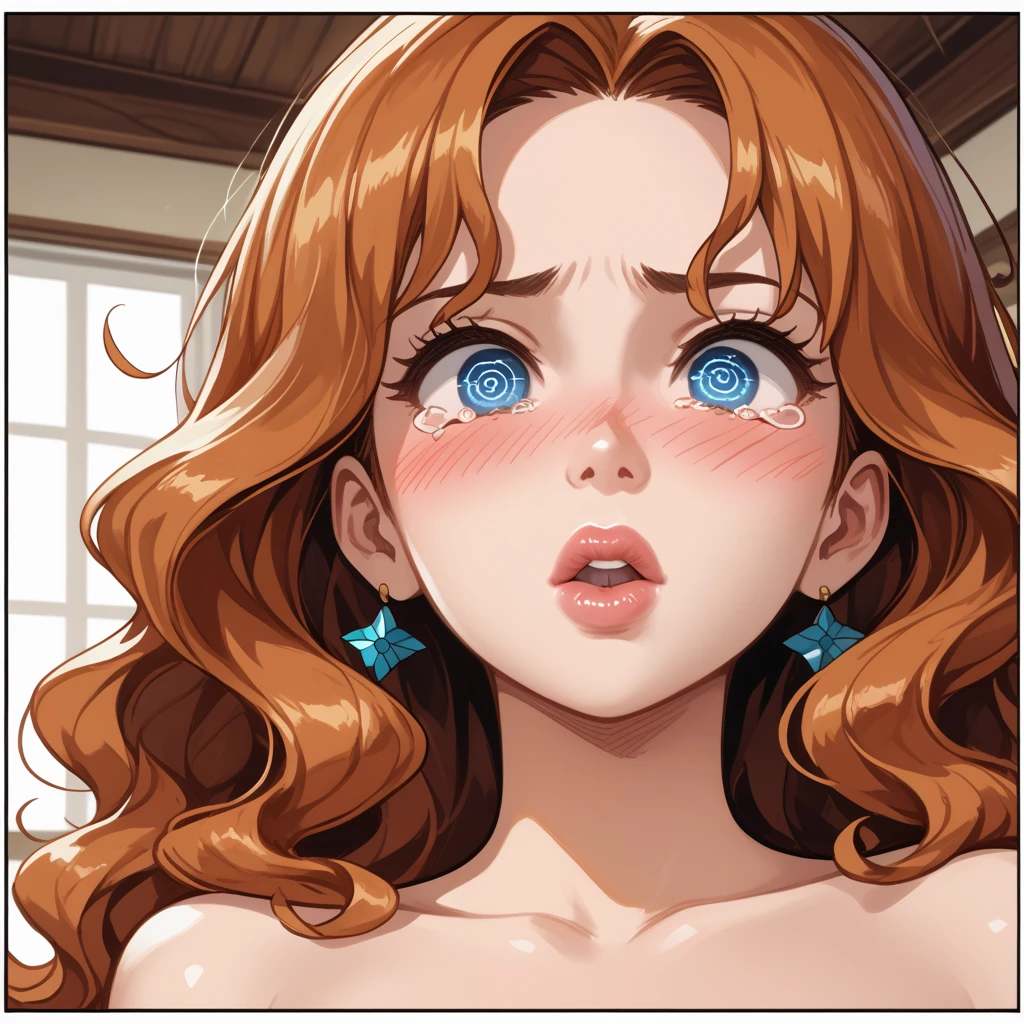 Prompt: score_9, score_8_up, score_7_up, score_6_up, score_5_up, score_4_up,
1girl, cute face, anime Merida , pale skin, looking at viewer, big cute eyes, nude, bare , medium_breasts, sunlight from the windows, rubbing nipples, blushing heavily, penis in mouth , blowjob, seductive