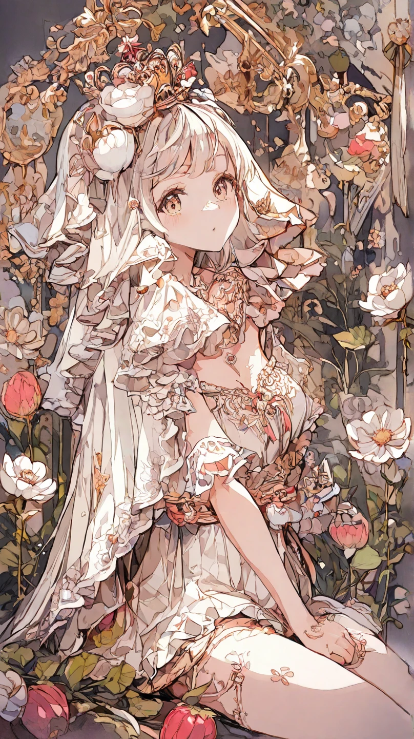 [by nocopyrightgirl:by Tsutomu Nihei:0.7],
1girl, cute, [doll armor:0.8], floral,
beautiful, aesthetic, detailed, beautiful color, 
amazing quality, best quality, high quality, masterpiece, TNstyle, <lora:Tsutomu_Nihei_OaN_Style:1.0>,