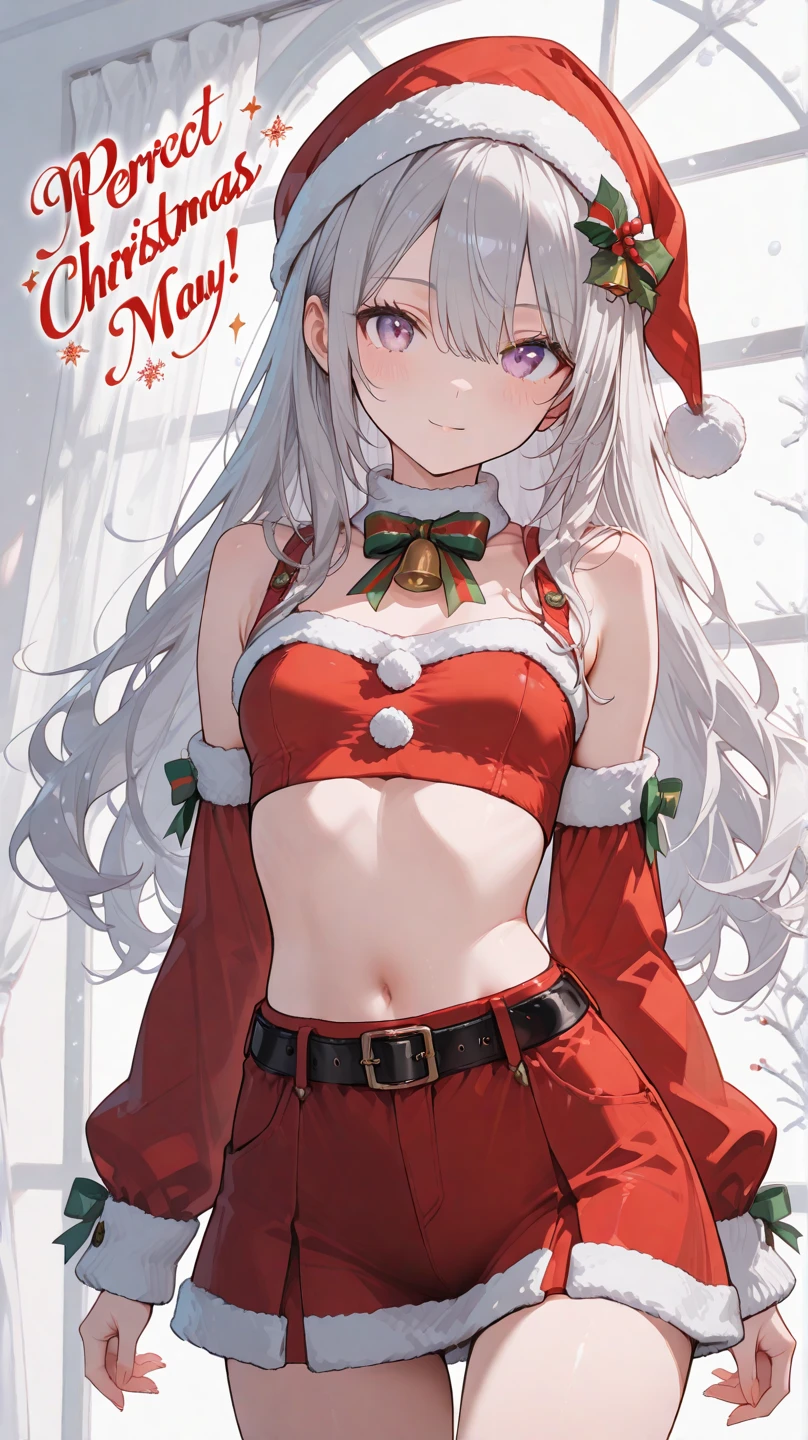 (1girl in:1.8)、(PastelColors:1.3)、(Cute illustration:1.3)、(watercolor paiting:1.1)、(She wears transparent and sparkling crystal wings.。.:1.5)、A smile、BREAK (red christmas wreath ornament:1.5),(Chibi:1.8)、
BREAK (red capelet:1.3)(She is wearing a sheer white blouse made of transparent PCV material:1.5)Bare navel.
BREAK (Red Christmas miniskirt made of lace material :1.4)(Black tights: 1.2), Moist makeup with pastel eyeshadow, Add glitter and petal accents to the cheeks,Thick wool gown:0.35