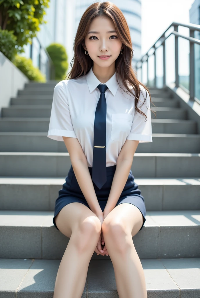 ((top-quality、in 8K、​masterpiece:1.3、Raw photo))、Super high quality photos, Inside a simple tent set up in a tropical jungle, ((Wearing a business suit with jacket and skirt)), ((Beautiful Japanese woman sitting on a seat)),((Wear a white blouse shirt under the jacket)), ((Perfect beauty 20 year old idol Japan woman)), ((burst into laughter)), ((protruding nipples under the shirt,,)), ((slim figure)), ((Slim legs)), ((slim thigh)), (Photorealistic: 1.4), (Ultra-high detail), (hyper realisitic: 1.4), (Realistic: 1.3), (Smooth lighting: 1.05), Full body, 1girl in, Solo, (Japanese actressl),　20yr old, cinematlic lighting, ((Leaner figure)), Good anatomy, Correct anatomy, ((Perfect beauty 20 year old idol Japan woman)), ((Slim legs)), ((slim thigh)), ,((Perfect beauty)), ((He has a small camping bag in one hand.)), ((Panties are visible through the skirt)), ((burst into laughter)), ((camel's toe)), ((Wearing a business suit with jacket and skirt)), ((Hands on the crotch)).