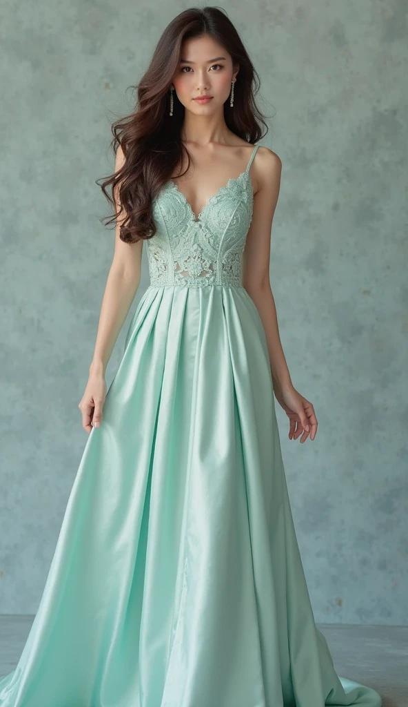 Bridesmaid wearing mint green dress