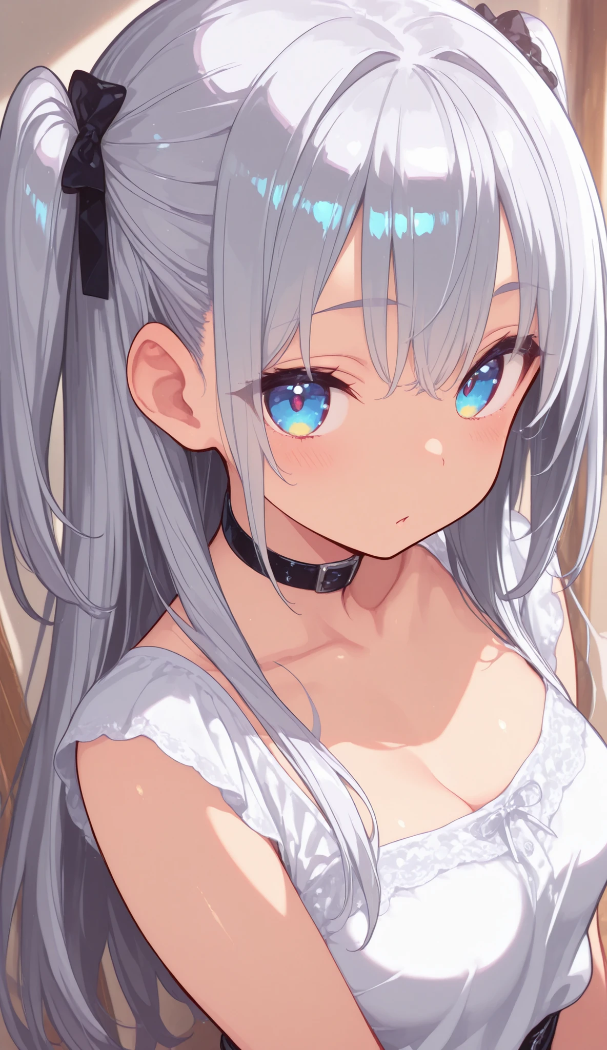 (Best quality,4K,8K,High resolution,Masterpiece:1.2),Super detailed,(Actual, Realistic),
break,
((Beautiful clear blue eyes:1.2)),very kind eyes,eyes wide open,beautiful eyelashes,beautiful lower eyelashes,
break,
((Beautiful and shiny silver hair:1.3)),A dazzling smile, a bursting smile, an open mouth laugh,
break,
BREAK (bunny girl ear headband:1.4),White shirt, black bow tie, black vest, black tuxedo jacket for women,
break,
very happily,((bust shot)),zoom in,bright hall