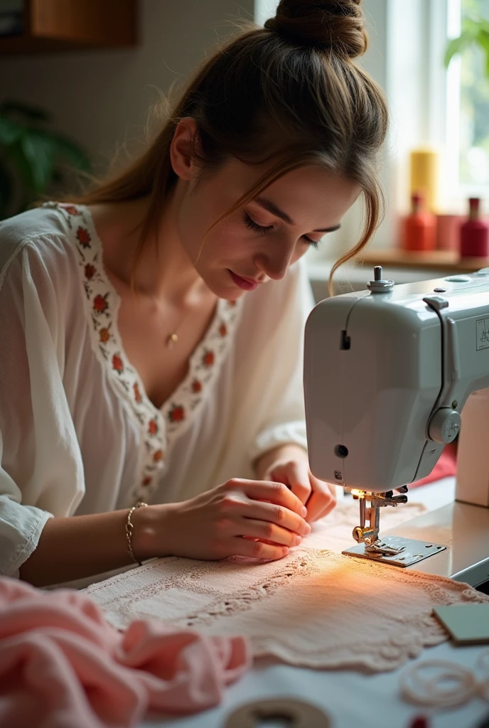 A Christian woman tailor with roses