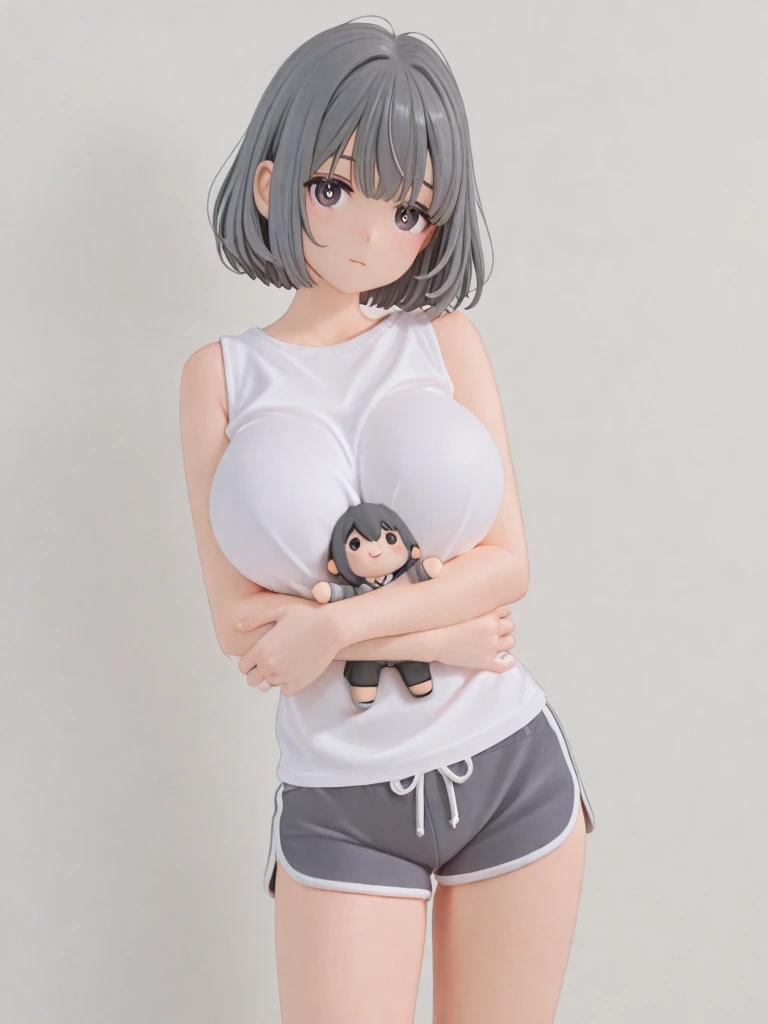 Mother and two daughters、naked、barbecue、T-Shirts、Showing underboob、naked、short hair