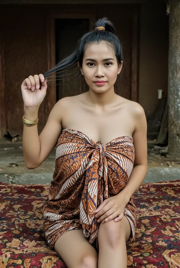 ((Best Quality, 8K, Masterpiece:)), Focus, realistic, A stunning high-resolution, vibrant photograph of 16 year old young indonesian girl wear loosened stained dress,sweeping with broom at traditional slum houses frontyard, messy area, lot of trashes, trash, dirty, slum,surrounded by men, crowded, multiple men,realistic photo,The background is slightly blurred to keep the focus on them, creating a beautiful bokeh effect, soft sunlight filtering through, erotic mood, sweet smiles,