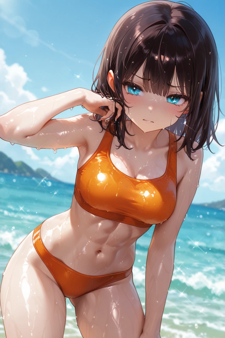 4K,8k,High resolution,Pink Swimsuit、
A pretty young woman,Pink Hair、ponytail、Pink Swimsuit、
(Soft Saturation:1.3), (Fair skin:1.2),
(ultra-Detailed Background, Detailed Background), Bokeh,
break'Smiling portrait.,
When viewed from the front, The composition is symmetrical,
Looking straight at you with serious eyes,
break Swimwear, White Bikini, Center of chest,
Outdoor, Sea surface, null, sunlight,Summer beach, Sandy Beach,
Strong light, Front lighting,
(Teen:1.3), (Cowboy Shot:1.2),
Front brake angle,
View your audience,
Dynamic pose,
sitting on the beach
Wakame seaweed、Wakame seaweed、
Seaweed、Seaweed、Seaweed、Seaweed、Seaweed、Seaweed、Seaweed、