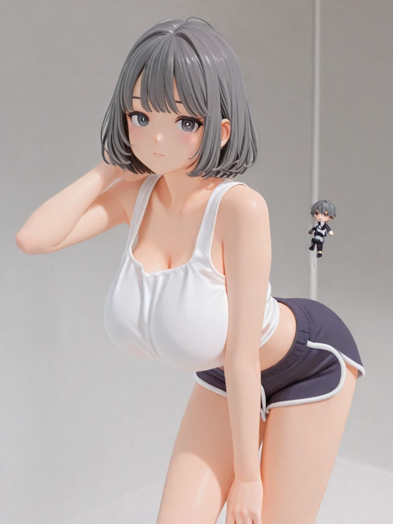 1 woman, alone, 8K, masterpiece,, Masterpiece, 8ก, (big breasts:1.5), Cute face,  , look at the audience., Stationary face , (nipple:1.6), (hairy:1.8), blue panties, 