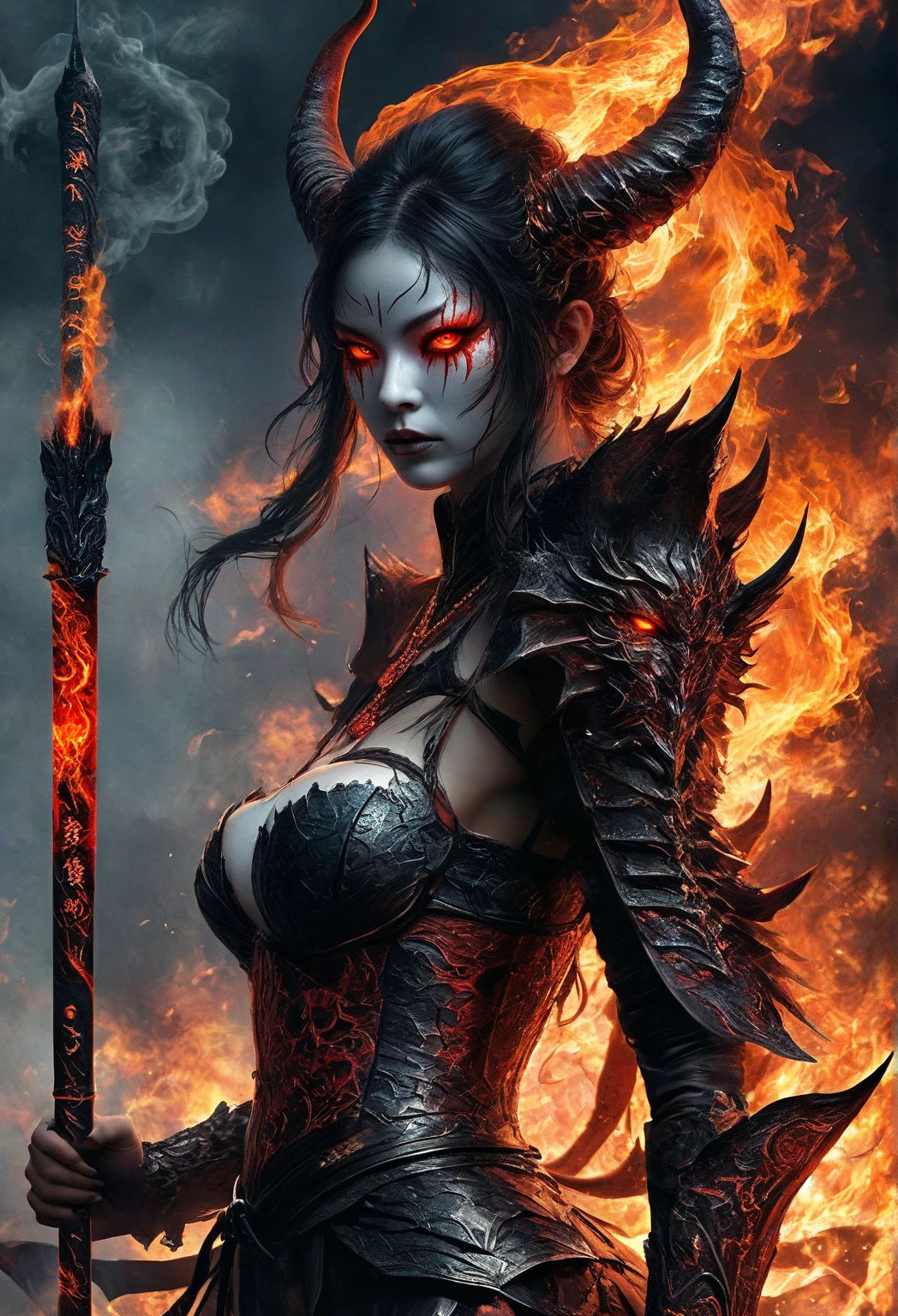(female dragon goddess of flame, in the foreground, wearing a sexy white veil outfit and wearing gold jewelry, accompanied by her black dark scaled dragon with red eyes in the background, best quality,4k,8k,highres,masterpiece:1.2),ultra-detailed,(realistic,photorealistic,photo-realistic:1.37),intricate details,hyper realistic,cinematic lighting,dramatic composition,vibrant colors,fantasy,mythological,digital painting