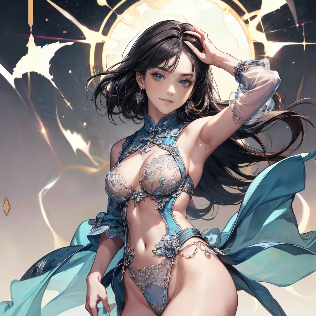 (best quality,high resolution:1.2),Extremely detailed,Practical,photoPractical:1.37,A beautiful girl (Yoruichi Shihouin - Bleach) Fantasy style model,18 years old,Long legs,Medium breasts,Extremely detailed face (Emphasize the blue eyes),Her black hair fell on her shoulders,She wears sexy outfits,Showcasing her slender and sexy figure,Bend down, Lift her ass to the highest point,More sensual poses,illustration,Colorful pop art style,Dynamic Lighting,Neon Colors.National Foundation,Beautiful fantasy girl, Fantasy art style, Popular on cgstation, Beautiful and elegant queen, beautiful girl, Glowing skin, Complex and gorgeous anime CGI style, ((Beautiful fantasy teal queen)), Beautiful and charming Reality woman, Glowing skin,