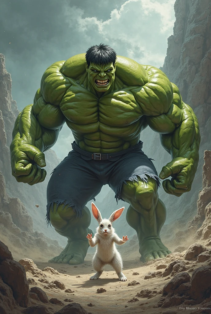Rabbit and hulk dangerous baground big rabbit
