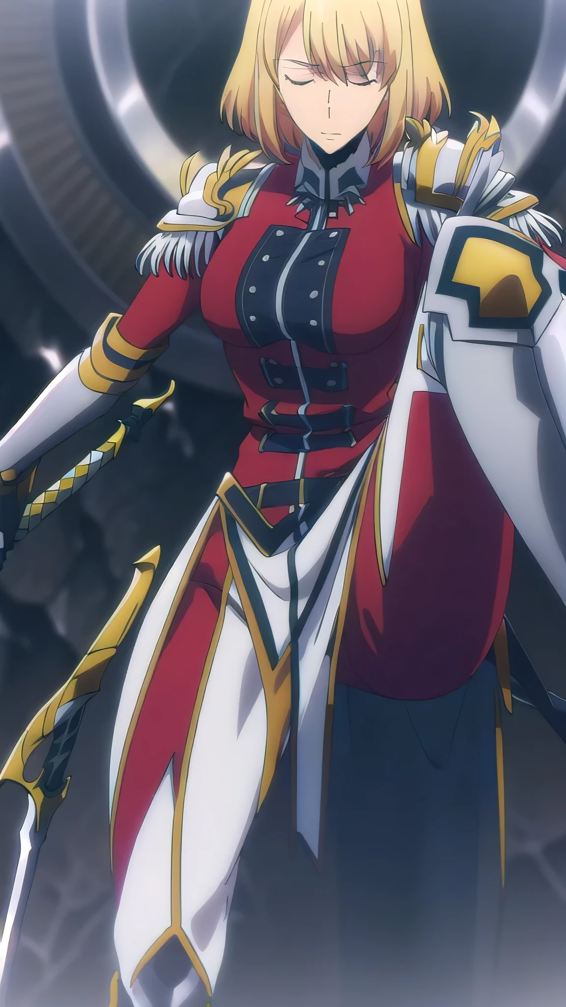 (((actual, masterpiece, best quality, vivid details, High resolution, high detail, sharp focus, perfect studio lightning, colorful, Rich details))), 重い黄金のarmorを着ている, 中国風armor, 全身armor, 完全に装飾されたarmor, long, straight hair, Ideal figure, big breasts, dirty, sweating, armor, There are fire and swords everywhere, Japan Edo Period, Brutal war background, The Road to War, war zone, battlefield, (((camel toe))), ((13 year old Japanese girl))