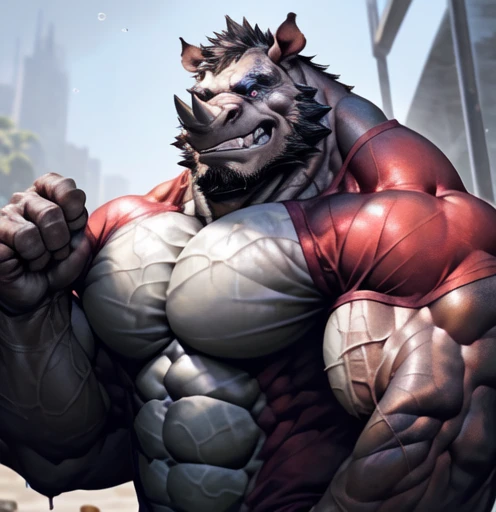 Very muscular black dragon, big pecs, heavy weight, bodybuilder build,  large bulge, standing while playing with a smartphone, in the public full of building, bright smile expression, glistening skin, vibrant color, 4k, realism, cool lighting