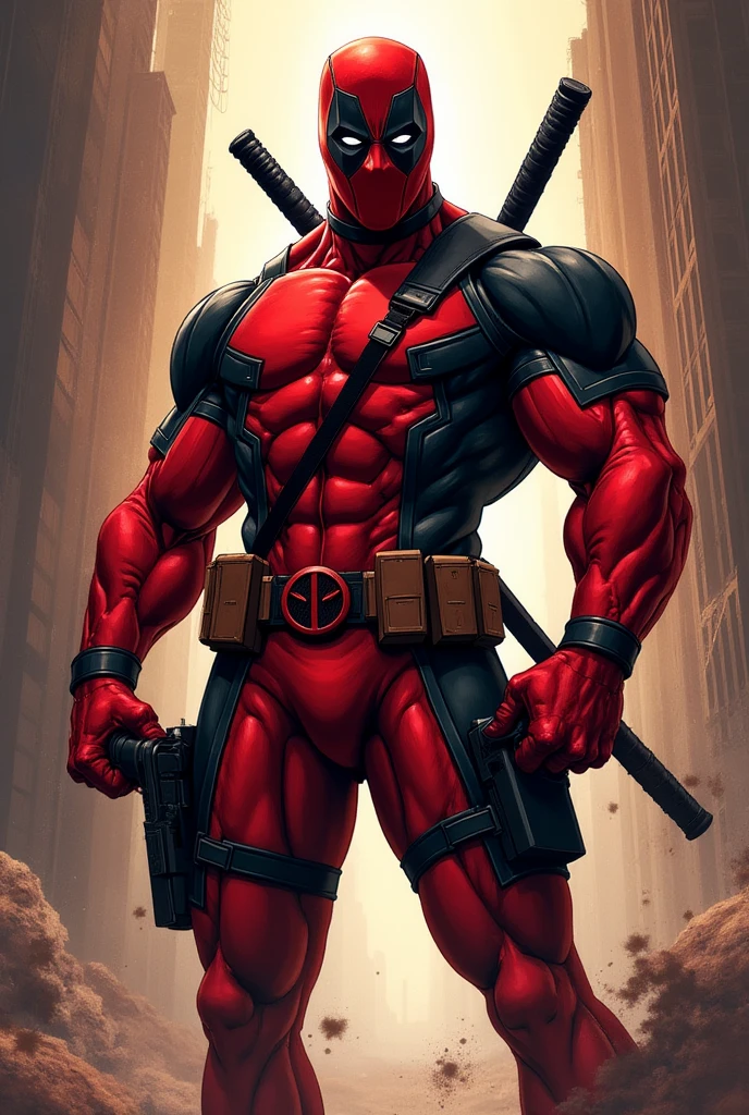 Deadpool injecting himself in the gym