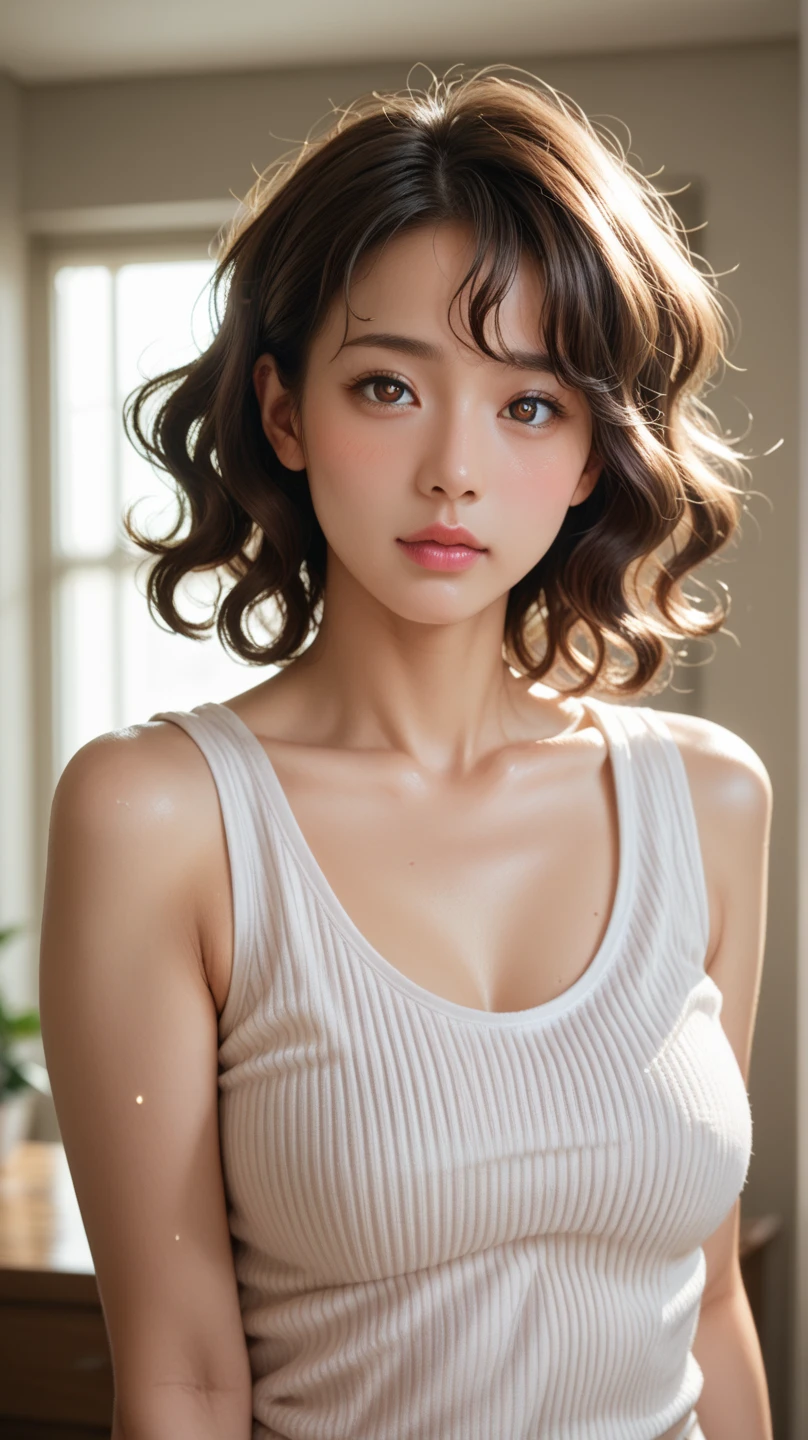 create a brown girl with curly hair, although, with visible Asian features