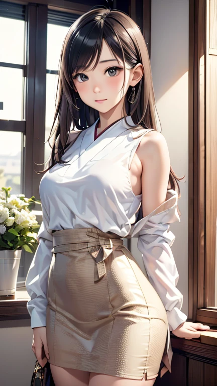 (Tabletop: 1.3), (Maximum resolution: 1.2), (Ultra HD TV: 1.2), Cinematic light, Ultra HD TV, (Fine grain and skin), (Detailed facial features),, 8K resolution, Sharp focus: 1.2, Perfect Style, Beautiful Face, Perfect body, Accurate, Anatomically correct, Highly detailed face and skin texture, Fine grain, Dark blue eyes, double eyelid, Thin eyebrows, Glitter Eyeliner: 1.2, Natural Cheeks, Shiny skin, Fair skin: 1.2, Shiny little necklace and earrings, (Glossy Lips: 1.4), break, First Person View, (She is a very cute female teacher), (Captivating smile: 1.2), ((Pure and cute girl:1.3)), (Long Wavy Hair), (Light Brown Hair:1.2),  (Cowboy Shot: 1.2), break, ((Very close relationship: 1.2)), Medium large breasts, ((View your viewers:1.2)), ((Hot Spring Trip:1.2)),  (From the side:1.2),Low angle shot,Full Body Shot　A light-colored, long-sleeved, tight-fitting sweater　Tight Denim Mini Skirt　Embarrassed look