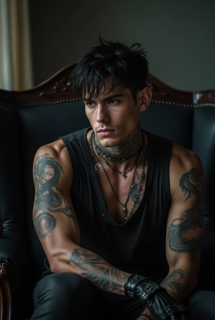 
Create a very sexy man in underwear with a tattoo that says Maleficent in 3d 8k