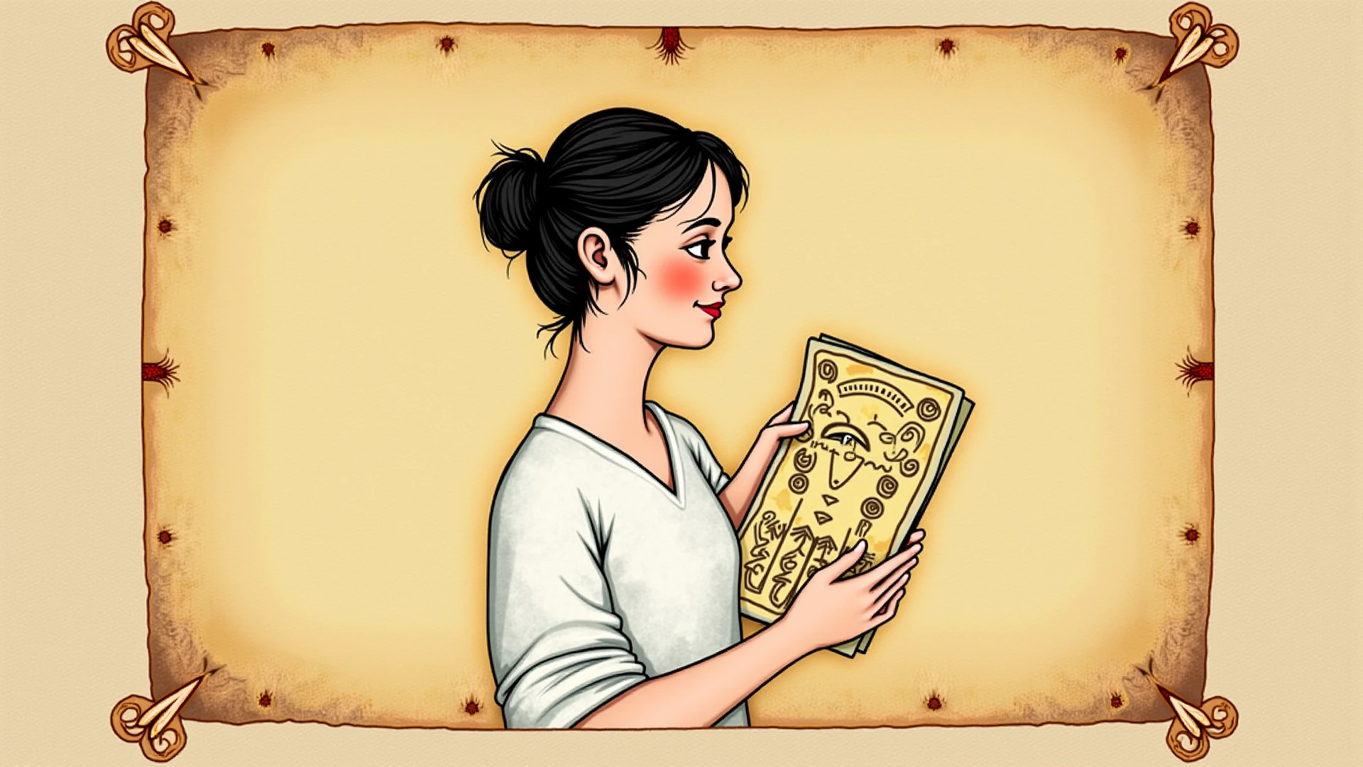 old safety matches, closed matchbox (Chamado "IMPREGNATED SAFETY MATCHES":1.4), detailed illustration of a brunette woman in a red dress, intricado