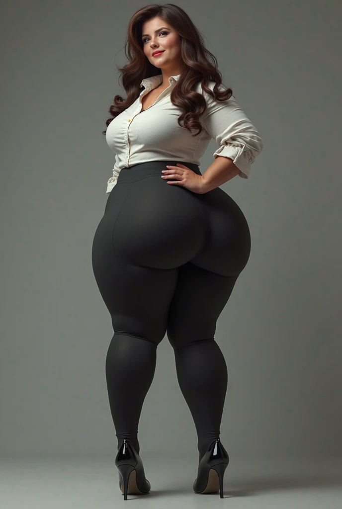 bbw superheroine standing forward with her tight clothes and open pussy, full bodies,