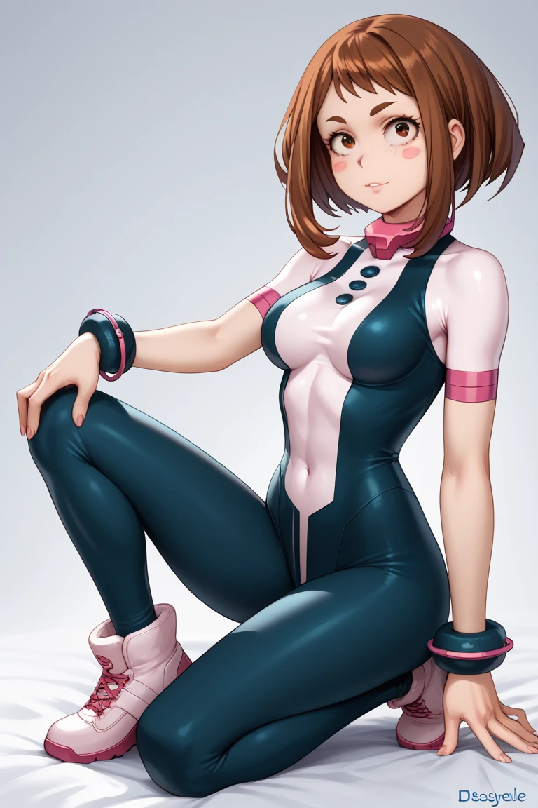 80s aerobics style、High leg leotard、Colored tights、loose socks、sneakers、Detailed picture、girl、25-year-old woman、Dynamic pose、Crotch line、Erect nipples、Y-shaped balance