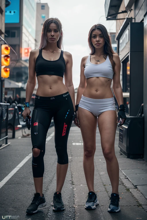 Cyberpunk City,full length, white, dark red hair, standing on the seashore, wears a tank top. She wears matte black fitted Cargo Pants.. The woman has a beautiful, toned, the image is realistic, very detailed. very high resolution, 8K rendering, evening illumination with setting sun and red horizon. The city lights are burning. The lighting is perfect, the scene is sharp, extreme realism, cinematic image, fitted Satin Cargo Pants,smile, sexy Ass , atletic boddy, Cyberpunk Outfit,silk Pants,