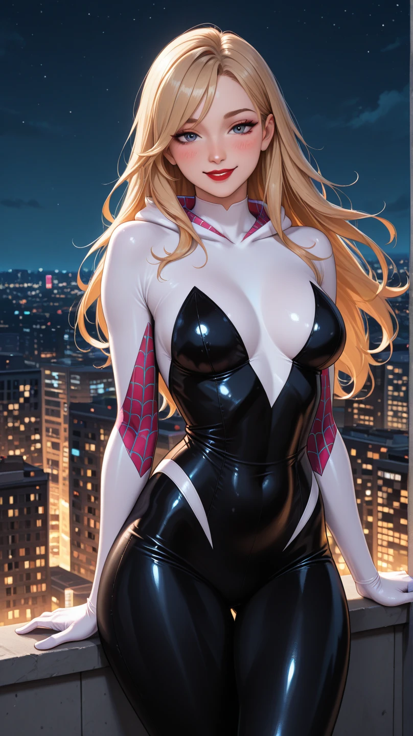 garota magra, roupa de aranha guewn, Super hero, comics, pose sexy
