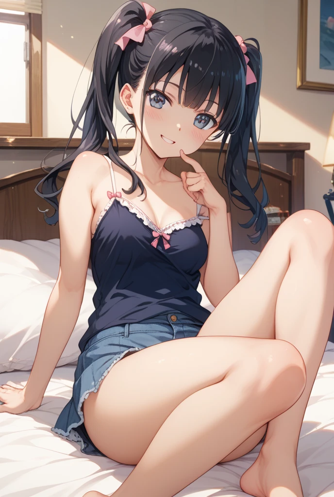 1girl in、A smile、Underwear、Cute underwear、Upper body portrait、Squatting panchira、