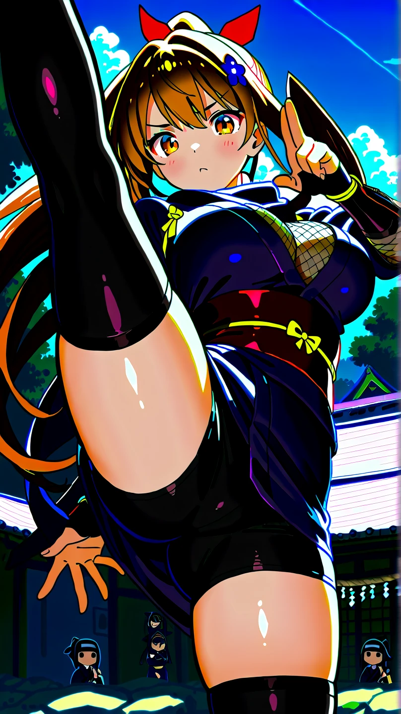 Masterpiece(woman,Huge breasts,Huge breasts:1.5, とても唇が赤いHuge breastsを強調,Big Ass,Narrow waist,Long legs,Greenish blue eyes,Blonde )
8k(Sweat flying:1.4 )8k(Heat rash:1.9 )
8k(Gal:1.3)
8k(Staring at me:1.5)
8k(Anime Style,A floppy smile,What we are looking for,Face mischievous face,The facial expression is accurate:1.7)
8k(Anime Style,The facial expression is accurate)
8k(Wearing a black kimono:1.5)
8k(hairpin :1.3 ),
8k(Angle from below:1.5)
8k37 years old