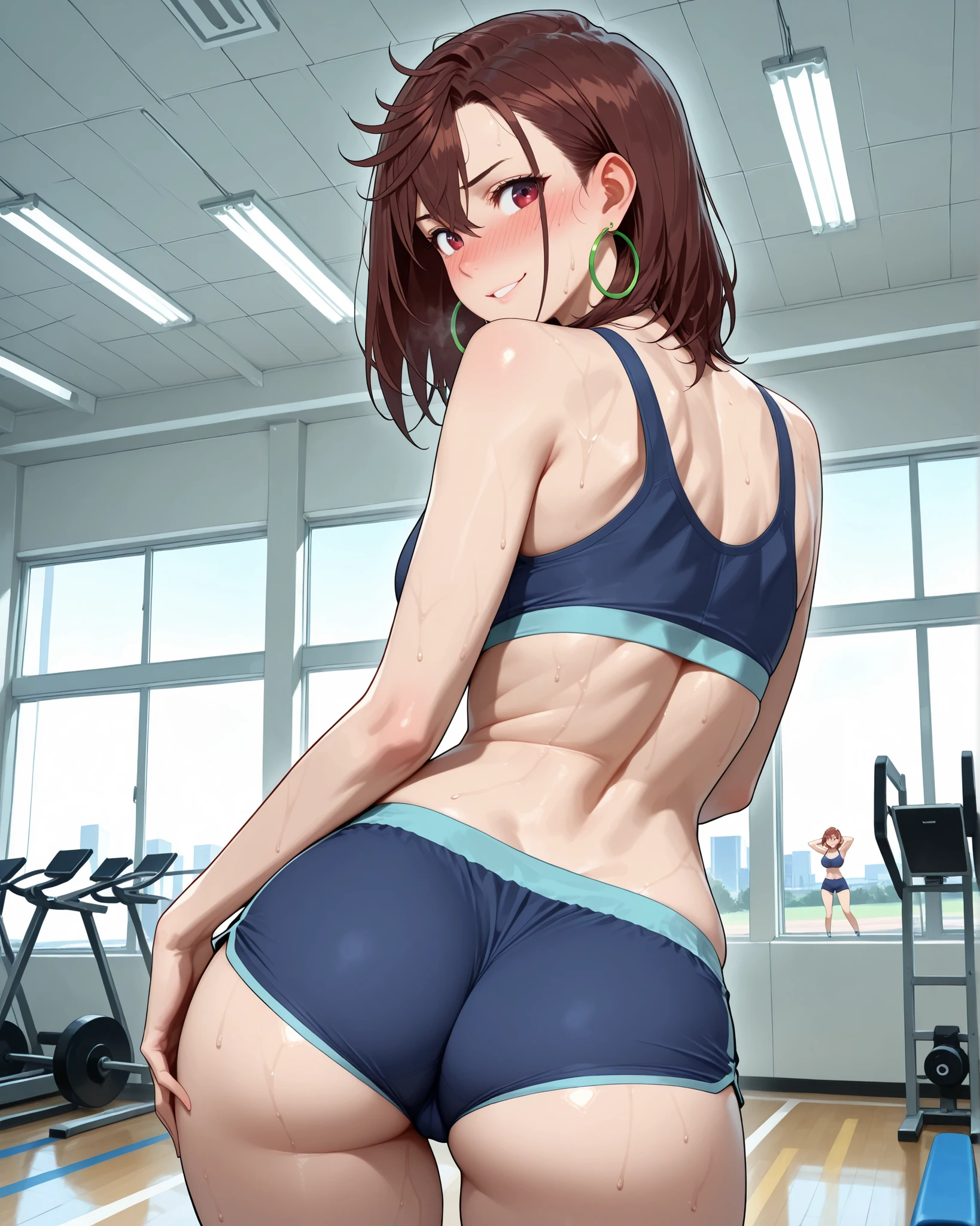 merula, sexy pose, pink high heels, sexy sport bra, sexy sport panties, ass view, ass focus, one girl, alone