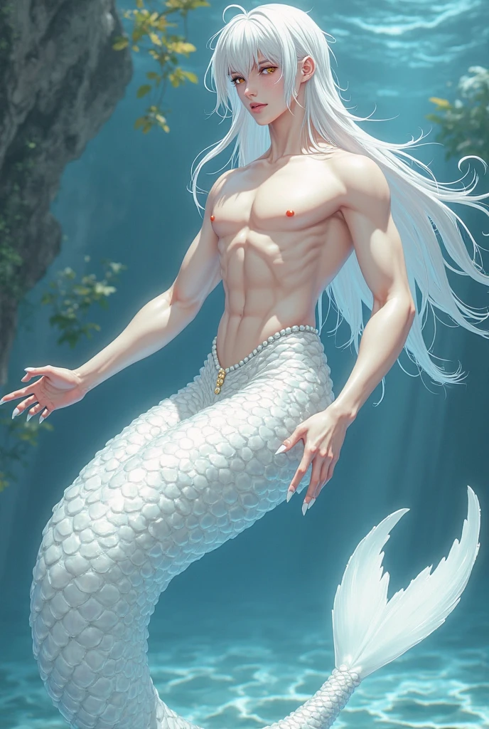 there is a white snake that is floating in the water, [[fantasy]], [ [ hyperrealistic ] ], god of the forest, white steam on the side, 4 2 0, rob, my home, puṣkaracūḍa, totem, endless, white and silver, large tail, foto