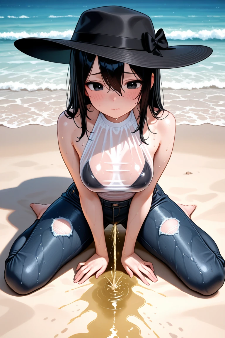 masutepiece、hight resolution、１a person々Cute Girl、adult lady、bewitching、Leopard print bikini、large full breasts、cowboy  shot、