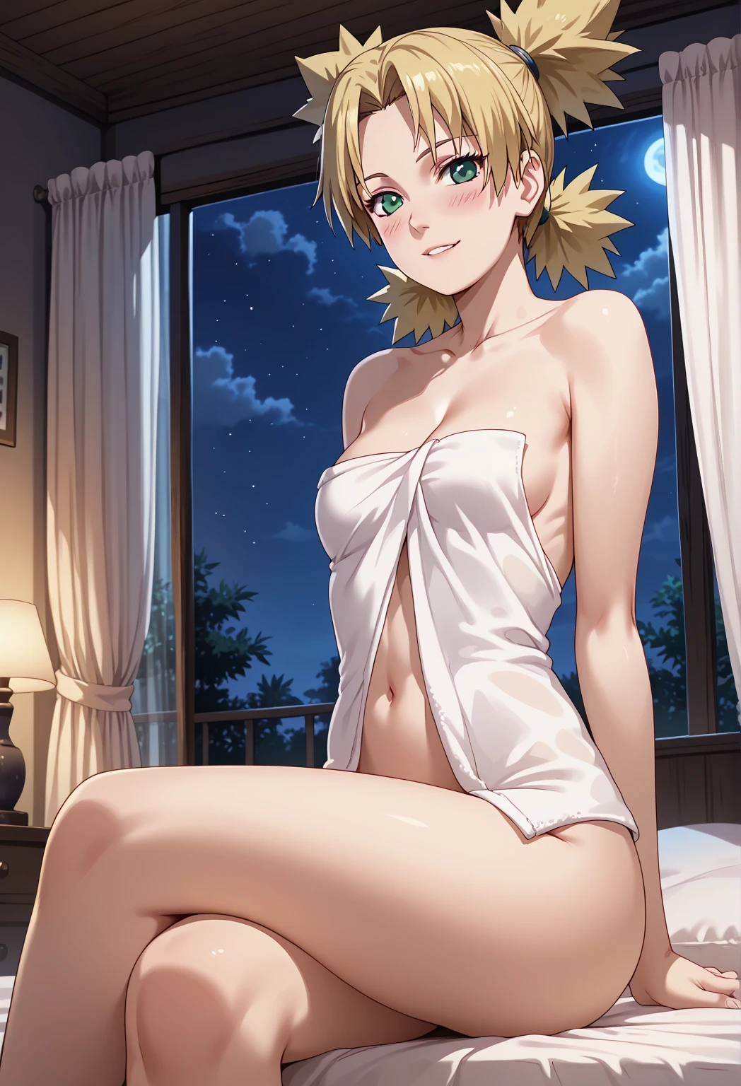 Himiko Toga, , lace thong, topless, medium breasts, bedroom, front, twilight