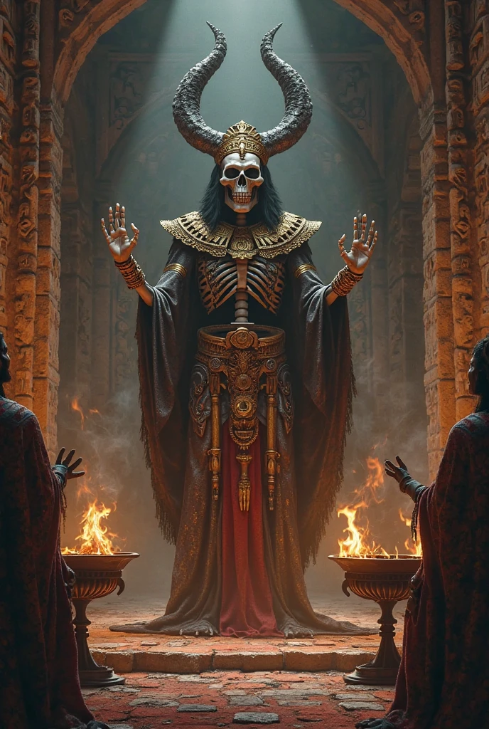 exu tata caveira sitting on his throne in the threshold