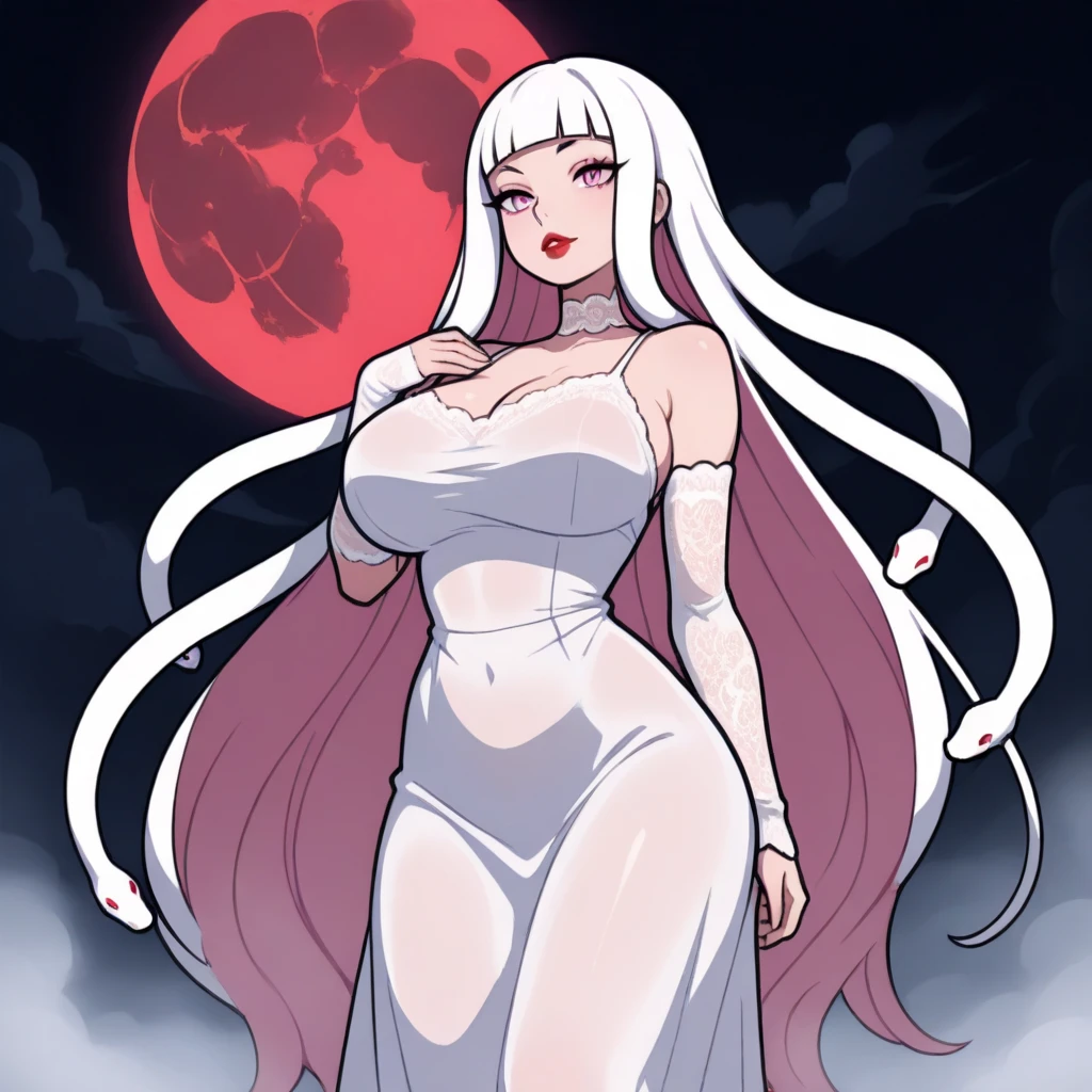 female, white long hair, red eyes, (((1girl))), (((black one piece swimsuit))), (red sarong), (black sun hat), (black sandals), (sunglasses), cute and sexy, full body, huge breasts, huge butt, long legs, smiling