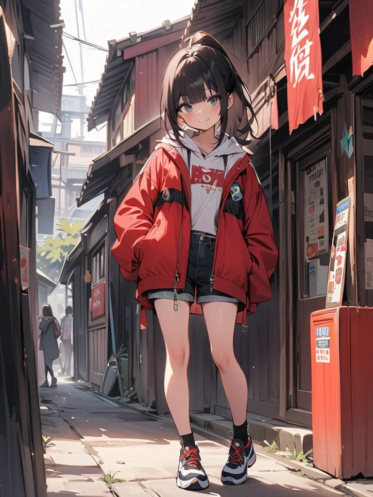 anime girl with a gun and a backpack standing in front of a wall of newspapers, Trendy Girl, wearing a cool jacket, cap, red brake wall with newspaper background, anime style 4 k, artwork in the style of guweiz, best anime 4k konachan wallpaper, cyberpunk anime girl in hoodie, anime art wallpaper 8 k, e-girl, e - girl, guweiz, anime style. 8k, anime art wallpaper 4 k
