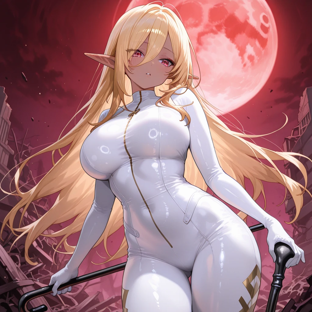 Full body, masterpiece, female drow elf purple skin standing pose (yellow tiger bikini), red cape, red bikini, long white hair, strong body, abs, Ultra Quality, Shiny Skin, Atmospheric, 8K, Cinematic, ((Street background)), BREAK, Sunglasses