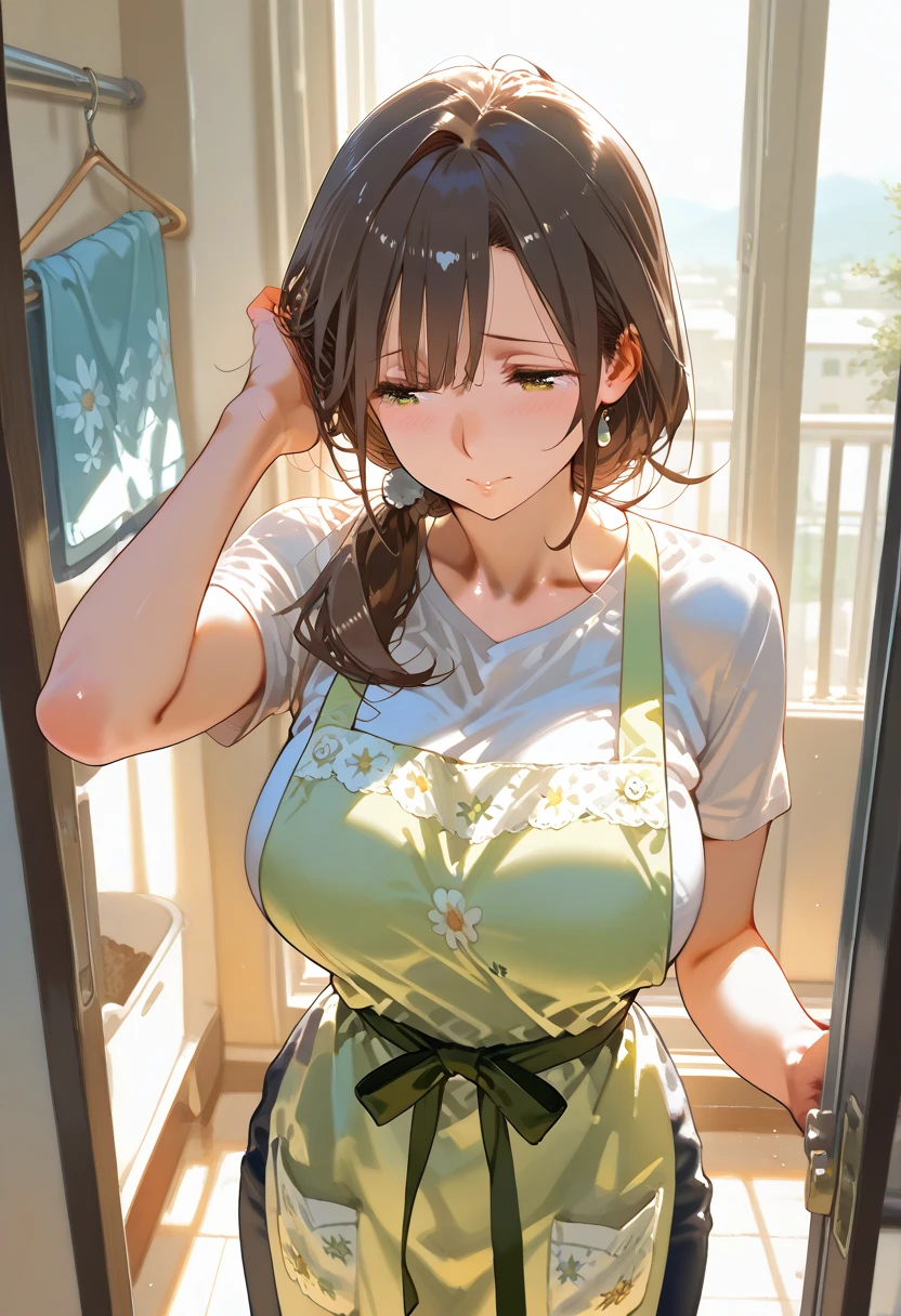 (small breasts:1.3), (perky chest:1.1), (pointed chest:1.0), (Pudding cake magazine cover:1.3),(from above:1.0),(from side:0.9),masterpiece, 1girl, Amazing Cleavage:1.1, thin waist, big ass, Raised sexy, small breast: 1.3, sexy posed cleavage:1.2,solo, open mouth, have a cute grass of cute beergrass,bronde hair, dark blue eyes, dress, bare shoulders, jewelry, collarbone, sidelocks, hairband, earrings, indoors, off shoulder, sweater, arms behind back, plant, short hair with long locks, gild hairband, sweater dress:1.2, off-shoulder sweater, red sweater, dark gord hair, big side hair, very long side hair,is rendered in (masterpiece: 1.2, best quality), with (ultra high resolution) and an exquisite (depth of field). This masterpiece is not only visually stunning but also tells,A scene of cooking in the kitchen in the classroom ,looking at viewer,