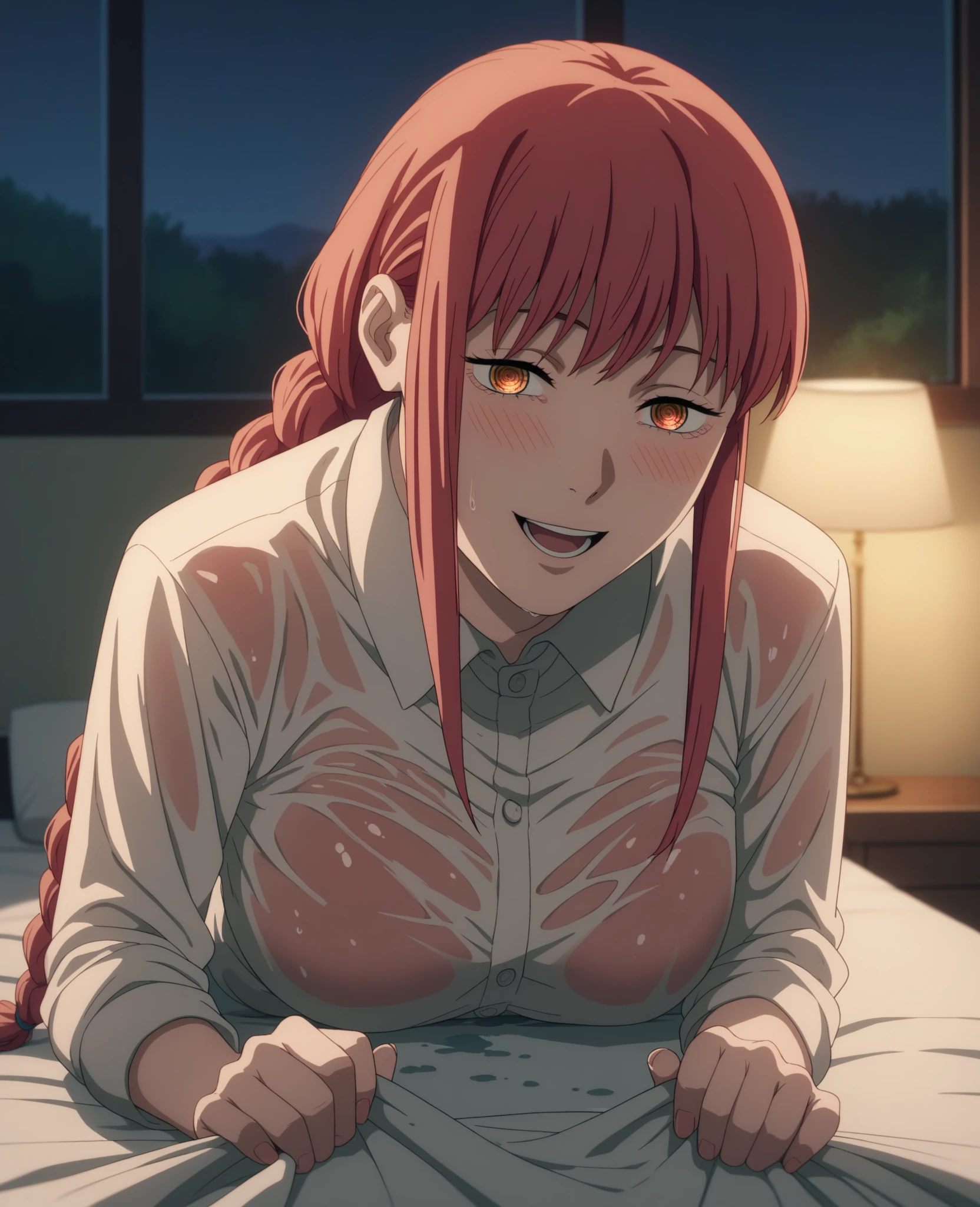 {artoria pendragon_fate ubw:1.15},(((dark red hair:1.5))), ((detail closed_eyes , squinting:1.8)),,, ((Strong light )) , ((1 very tall girl:1.6)),, alone,, ((open mouth :1.7)) , hair between eyes,,, bare shoulders,, cleavage, thighhighs, ((( very long straight hair, single braid:1.5 ))),
break, ((torn wet white open T shirt, see-through:1.5)) , break , ((wet white panties:1.7)), beautiful light, , close up face:0.2, detail navel , detail thin thigs, , break, ((break ,sitting on silver liquid:1.8)),((Legs trembling)), trouble eyebrow, ,
nsfw,(ecstasy:1.8) ,(slut:1.6),(vulgarity:1.7),(fucked silly:1.8),(steam:1.5),(wet:1.5),(trembling:1.5),(((Twisting the body:1.7))) ,(drooling:0.2),(sweat:1.5),closed mouth:0.8, wince,(orgasm:1.7), trembling:1.8, beautiful upper body, Beautiful body, beautiful character design, perfect eyes, Perfect face, expressive eyes, Turning the face side to side,(church:1.5),in the center of the image, official art,High Definition CG Unity, Perfect lit, bright_front_face_lit, ,(Highest_quality:1.0),4k,Super detailed, photograph, 8K, nffsw, High resolution, absurd:1.2, kodak portrait 400, film grain, Lens flare, (lively_color:1.2) (beautiful,medium breasts:1.4), (beautiful_face:1.3),(narrow_waist),((blush)), ((detail nipple)),,saber, dress,