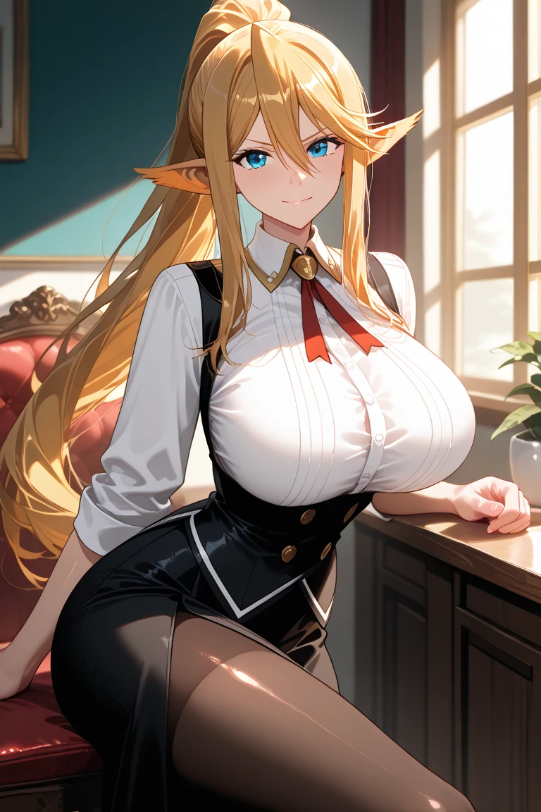 A woman with big ,Gorgeous woman,clavicle,Prominent and smooth underboob,long blonde hair,Chief maid,exquisite,thin waist,pubic,long legs,shed tears,Fear,