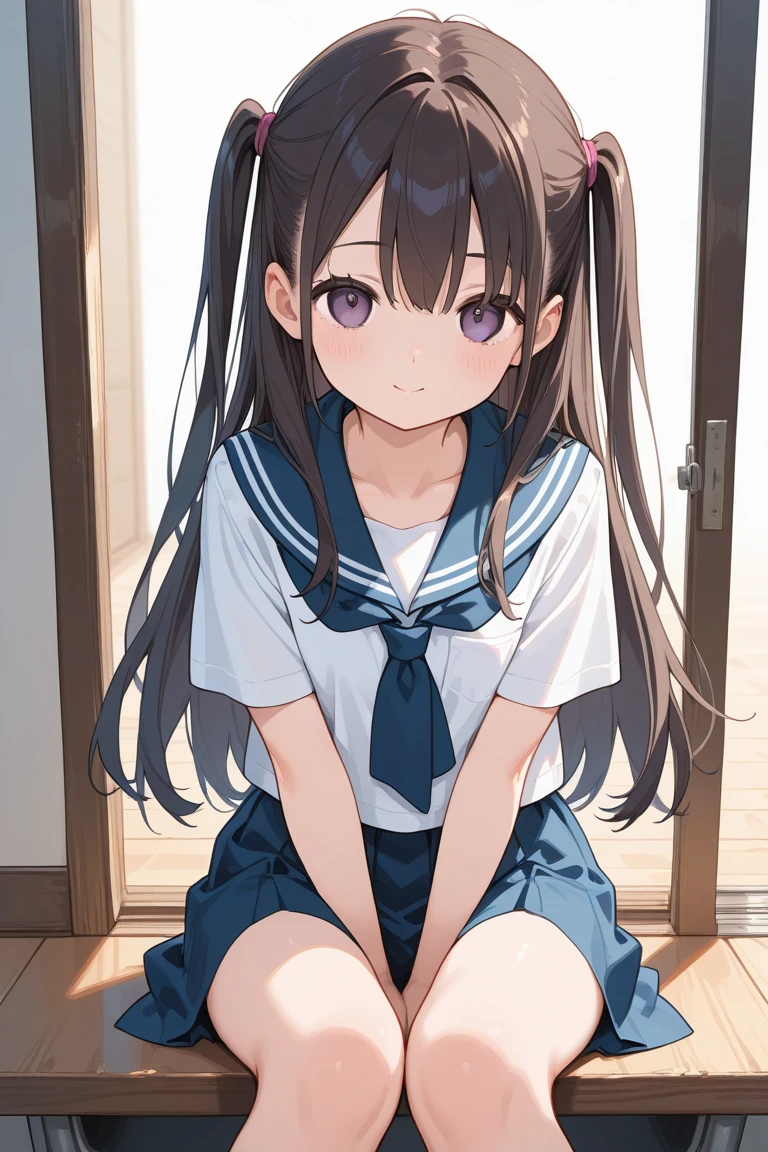 An anime girl kneeling on the ground with her legs crossed in a park square、moving her center of gravity back, Put your hands forward from both feet, Put both feet in the circle of hands, Quite embarrassing, , Thin legs, Tight Skirt, 90 degree knee, Place your heels on the ground, Hands in front of feet, Hold my feet, Kneel, Sidewalk, RAW Photos, 8K, Highest quality, Ultra-high resolution, Beautiful face details, Real human skin, Gentle expression, Front view, Angle from below, Long Hair, Realistic, Realistic, cute, Short skirt, Lurking in the grass, cute女子高生, School uniform, whole body,Five perfect fingers,Perfect Legs,