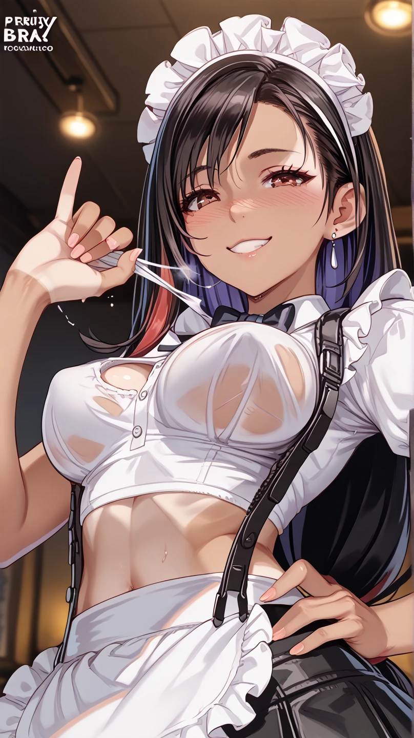 Perfect illustration、(Big Breasts)、((Black twin tails tied on the side))、((Large, double-set black eyes、Long eyelashes))、(In a dimly lit warehouse)、(((topless)))、(((bottomless)))、((Ahegao、ahegao))、blush、((tears))、((Sticking out tongue))、(((Climax、orgasm)))、(((Nipples pulled)))、(((A man pulls a nipple)))、nsfw