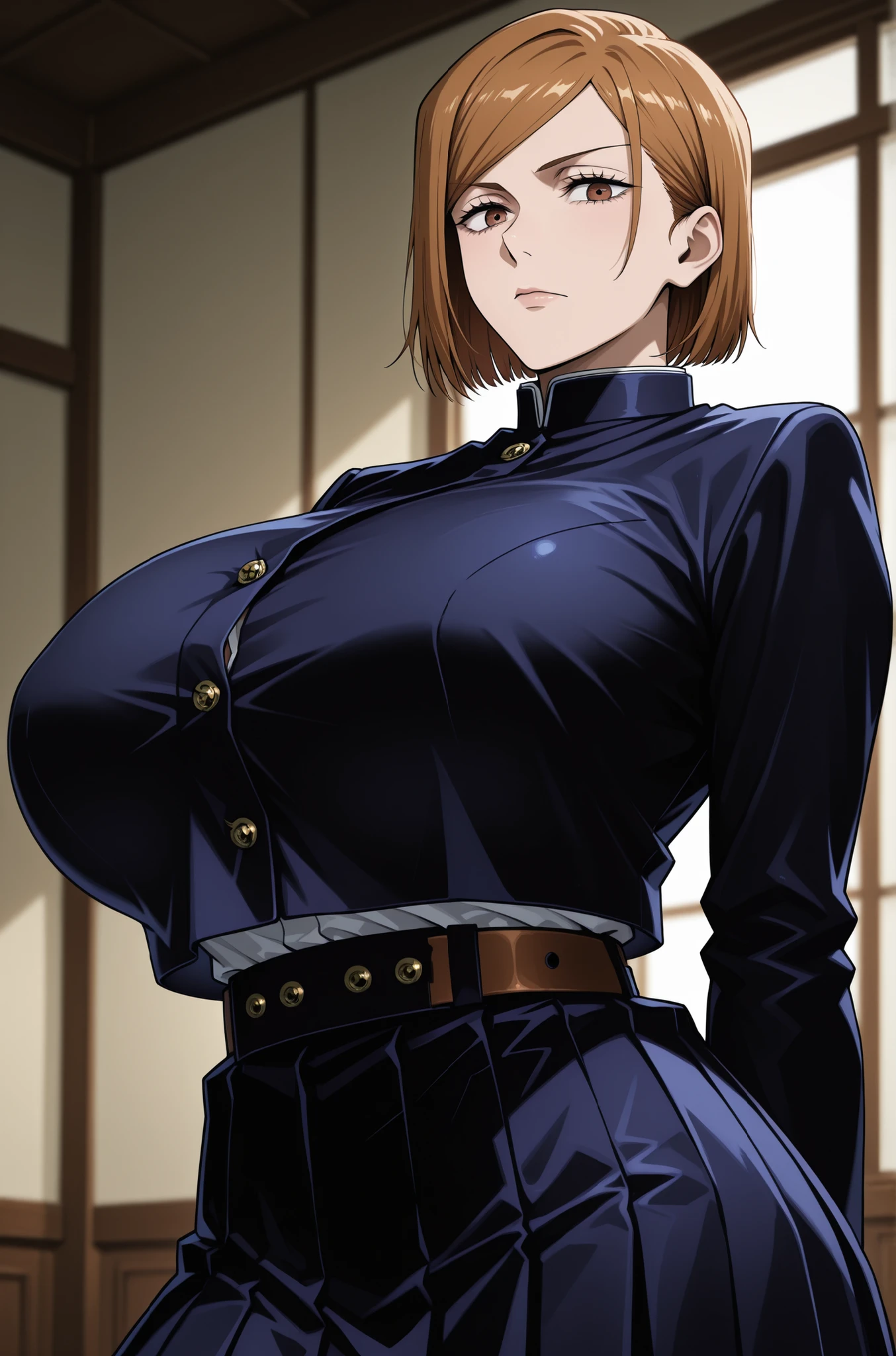 Nobara Kugisaki, big breasts, in jujutsu kaisen uniform