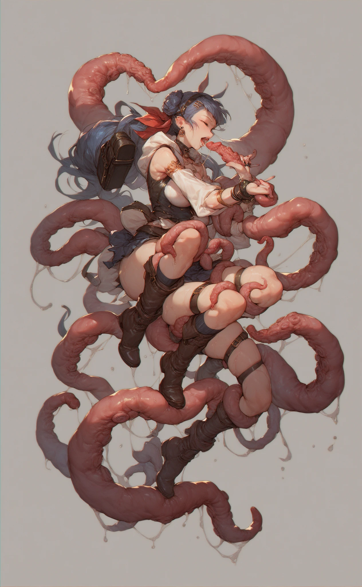 ((best quality)), ((masterpiece)), (detailed), 1 fairy girl, off-shoulder sweater, a fairy, fairy girl, winged pixie girl, girl fairy, various different types of insect wings, small breasts, NSFW,Covered with tentacles, encoiled by tentacles, Tentacles around the body, many tentacles, captured by tentacles, bound by tentacles, trapped by tentacles, Fine details,Tentacled,Tied with tentacles, roaming tentacles, drooling,Crying,horrified expression, panic, fight for survival, Detailed body,Full limbs,NSFW, being pulled into a flower, wild environment, jungle, terrifying floral environment, horrific nature, predatory flora, fairy catcher, fairy trapper, fairy catcher plant, fairy trapper-plant, fairy catcher flower, fairy trapper-flower inspired by carnivorous plants; a plant occupying the equivelant evolutionary niche as a spider would