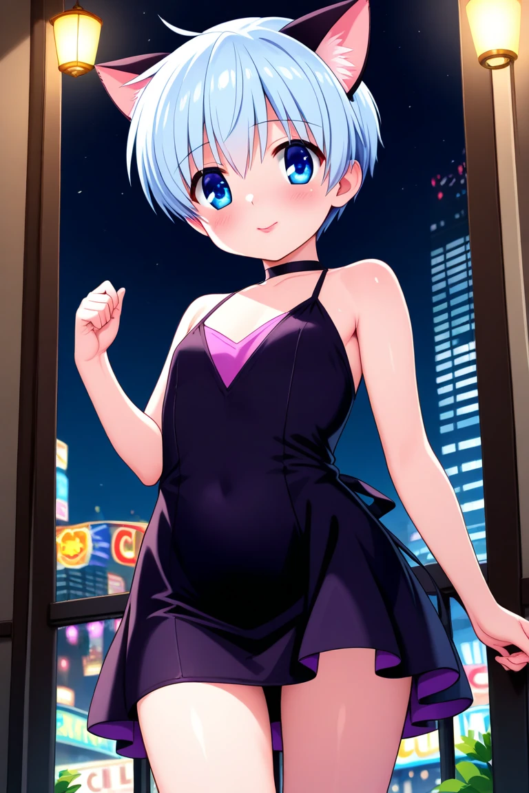 One girl、The lights are off、Are standing、Dark Places、Blue-based idol costumes、There is fabric on the stomach area、The costume is missing fabric from the chest area、The crotch area of the costume is missing fabric、暗い舞台袖でAre standing、Blushing、emotionless and dead-eyed、Blue Hair、Small breasts、Nipples、Pussy、Wearing a very short skirt、Wearing a flower ornament on her head