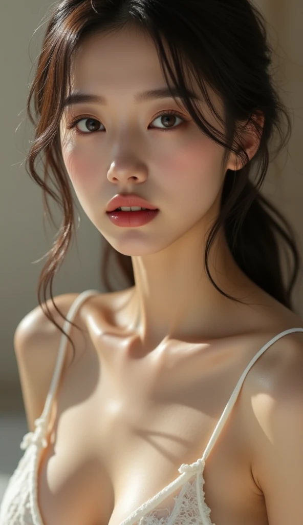 NSFW,((Best quality, 8K, Masterpiece:1.3))), Face focus, self-shot :1.2, (layer cut, Big breasts:1.2),Beautiful woman with perfect figure: 1.4, Slender abs:1.2, Highly detailed face and skin texture, Detailed eyes, Double eyelids, Black long hair, Bukkake, cum on facial, large