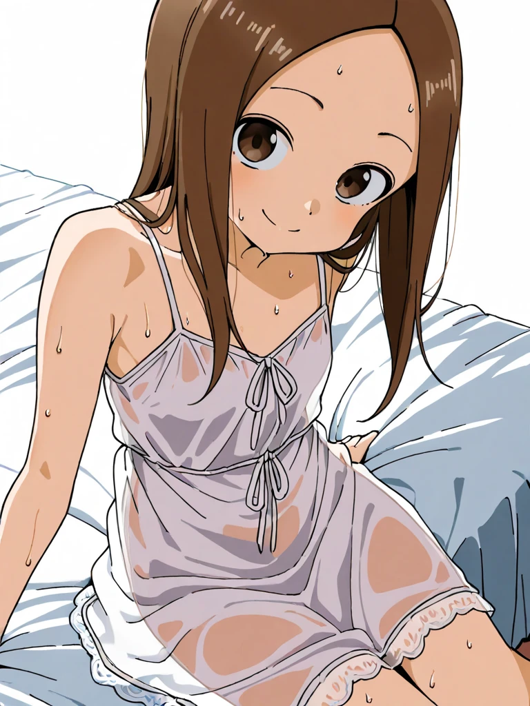 masterpiece, highres, best quality, IrisA, 1girl, solo, closed mouth, smile, collarbone, eyelashes, very long hair, two side up, low-tied long hair, cute, armpits, smile, naked, sexy, flat chest, (flat chest), detailed_nipples, , (she is completely naked), brown_skin, dark skin, dark_skin (she has dark skin), (laying down), (head on pillow), (legs spread), visible_vagina, (she has dark purple hair), purple_hair, big hair, sultry, shy, (spread eagle) (legs spread wide open) (she is topless) (she is bottomless), completely_naked, steam, steamy, come_hither, smug, full body