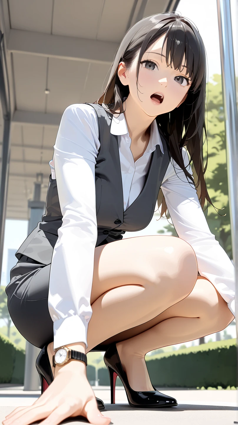 /quality
(masterpiece,best quality,High resolution,高quality,Realistic)

/HairstylesStraight Hair

/Clothes
(Pencil Skirt,Job interview suit,Black jacket,Torn pantyhose:1.5,Earrings)

/Pose Crouching,sit
Leaning against a wall,
Spread your legs:1.5

(Ahegao,orgasm,vapor:1.5,Wish:1.5),

/Other Crowds:1.5,Fair skin,Feet Focus,Leaning against a wall,male,hand of:1.5,night, roadside,ID card,White chocolate