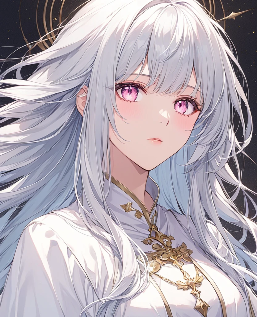 Girl with white hair with fox ears