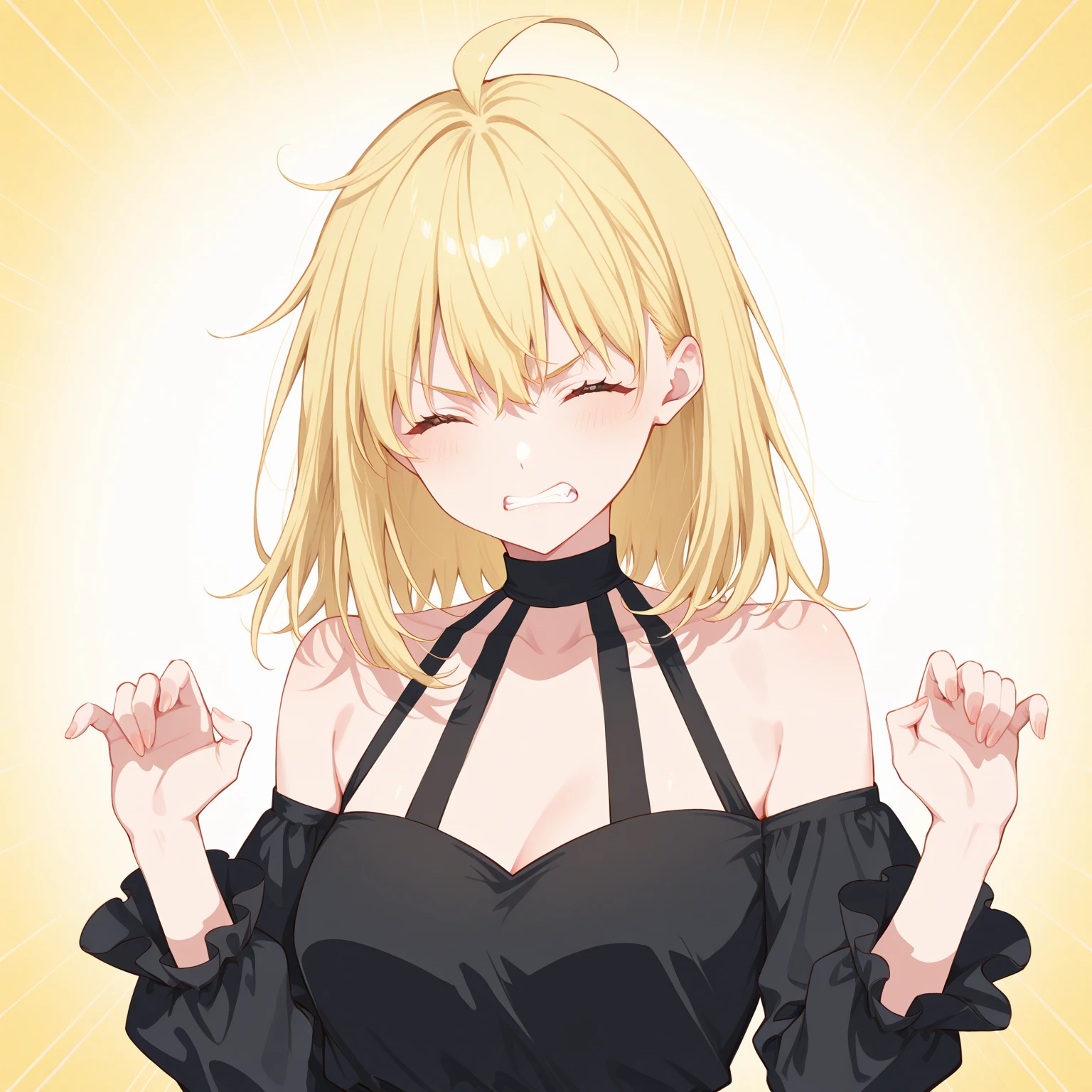 1 Girl、solo、skinny,Black Choker,Earrings,Big cleavage、Off-the-shoulder tight sweater mini dress,Accurate and detailed human body、
Cute pose、(((Open your mouth))), Heavy breathing , (aheghentai face:1.5),
Blonde pixie short hair、