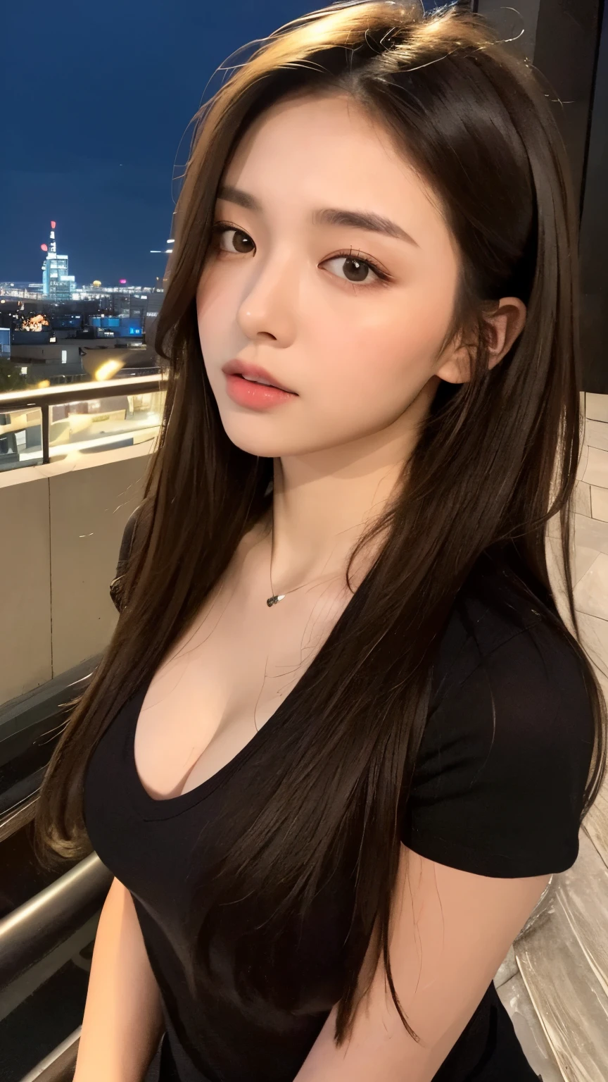 Dark brown hair、Light brown eyes、Japanese actress、 Lady、I am about 40 years old......、(Intricate details:1.2)、(Which is the top??????:1.4)、 (Ultra-high resolution:1.2)、Ultra-high resolution、(Fine-tune)、(Detailed facial features)、Hmph、8k resolution、D cup size breasts、Long Hair、Rooftop Bar、Night view、Extravagant space、relax、、,Full body photo、Head to toe shot、Beautiful legs、Camisole dress、Beautiful legs、she, Fashion Hub, Attention to detail, Very detailed, Realistic, Hourglass Shaped Body, Obscene pose,、、私 cry a lot、tears、diagonally from below、please lift your chin、Press your butt against the wall、relaxした表情、Pose of Weakness、(auraroid photo:1.2)、From outside the window、A masterpiece of transparent painting、8k、32K、Highest quality、(Details of both eyes)、1 girl、elegant、(Loose black dress :1.4)、Night view。(Low Angle、Look up and look at me:1.2)、Hilarious、Looking into the camera、