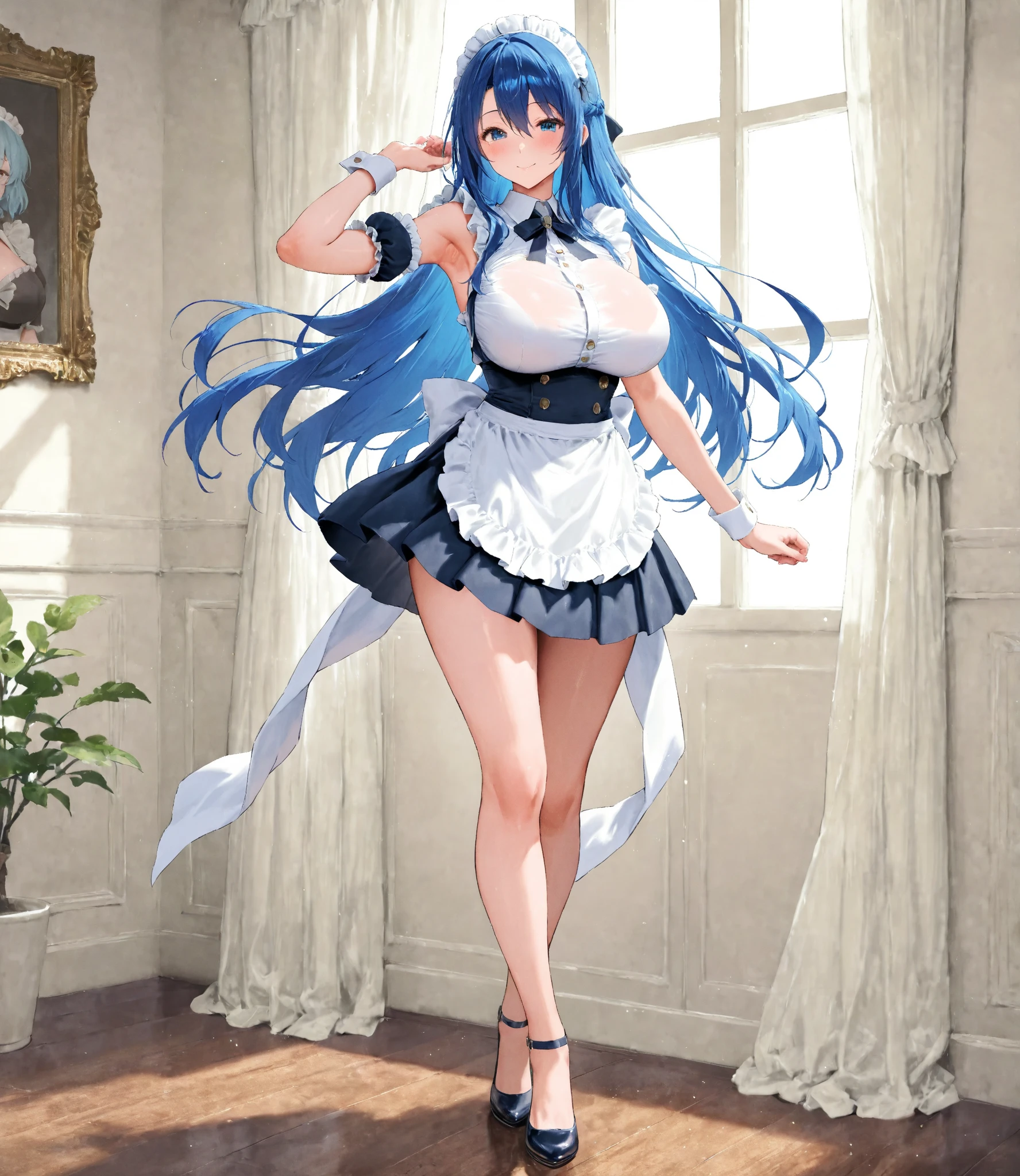 Suffering from being held by a muscular man、Cure White, mini skirt, white choker, thigh straps, elbow gloves, detailed hair and outfit, long flowing blue hair, white and blue frilly dress, white gloves and boots, blushing, feeling pain, suffering from arm being bitten by enemy, dynamic and intense scene, background with sound waves, eyes closed, masterpiece, best quality, highly detailed background, perfect lighting, (beautiful, best quality: 1.1), masterpiece, perfect eyes, (beautiful), (erotic: 1.2)